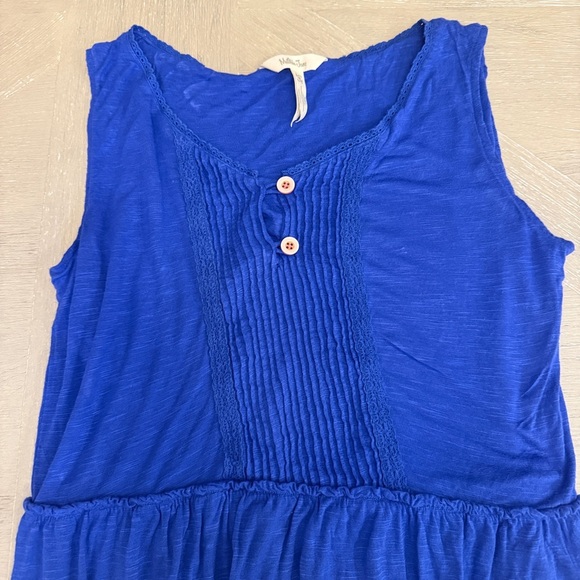 Matilda Jane Fit & Flare Dress Womens Large Blue Tiered Sleeveless Lace Trim - Picture 2 of 7